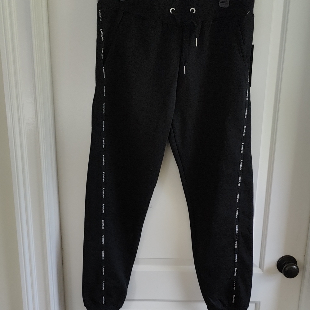 Black Jogger Pants with Side Tape